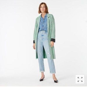 J. Crew Ella Open-Front Long Plaid Sweater Blazer